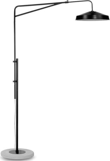 Černo-šedá stojací lampa s kovovým stínidlem (výška 250
