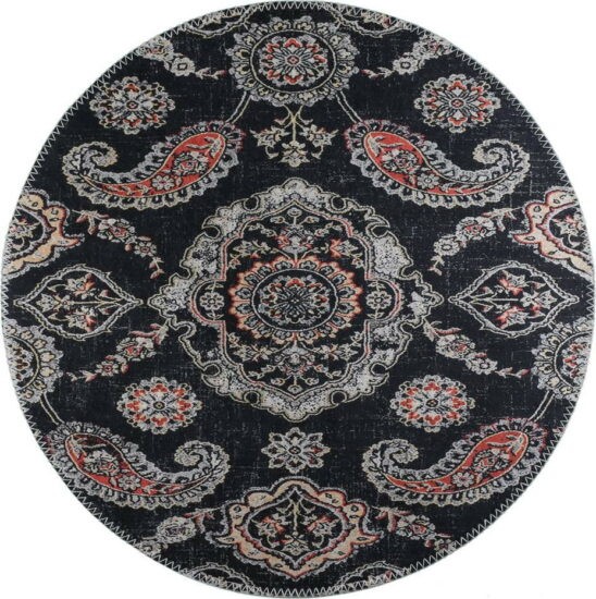 Černý pratelný kulatý koberec ø 120