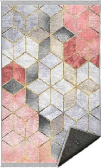Šedo-růžový pratelný koberec 160x230 cm